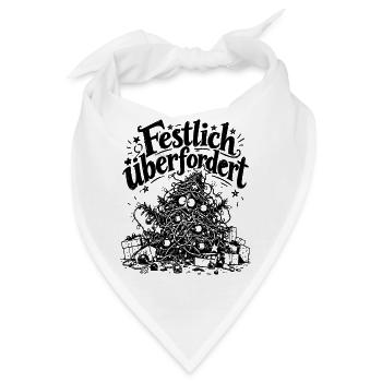 Festlich überfordert – Lustiger Weihnachtsstress - Bandana - Weiß - Vorne