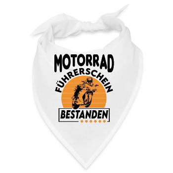 Motorrad Führerschein bestanden Sprüche fahren - Bandana - Weiß - Vorne
