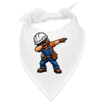 Dabbing Maurer – Lustiges Handwerker Motiv - Bandana - Weiß - Vorne