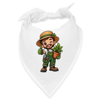 Gärtner Kawaii Style – Süßes Gartenmotiv - Bandana - Weiß - Vorne