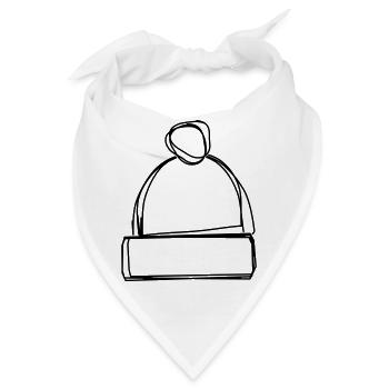 Pudelmütze handgezeichnet - Bandana - Weiß - Vorne