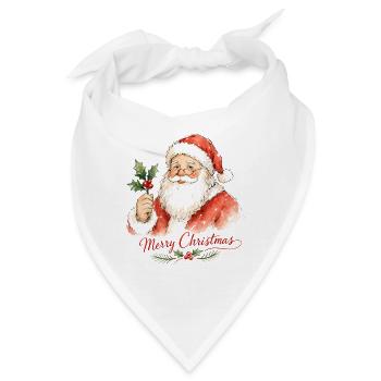Aquarell Weihnachtsmann mit Stechpalme - Bandana - Weiß - Vorne