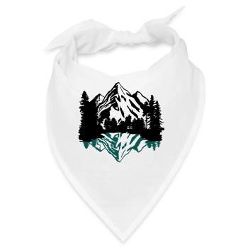 Berge, Wald und Spiegelung im See - Bandana - Weiß - Vorne