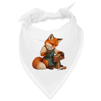 Fuchs näht eine Schuhsohle - Bandana - Weiß - Vorne