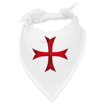 Templer Kreuz Rubinen rot - Bandana - Weiß - Vorne