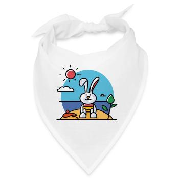 Hase am Strand beim Sonnenbad - Bandana - Weiß - Vorne