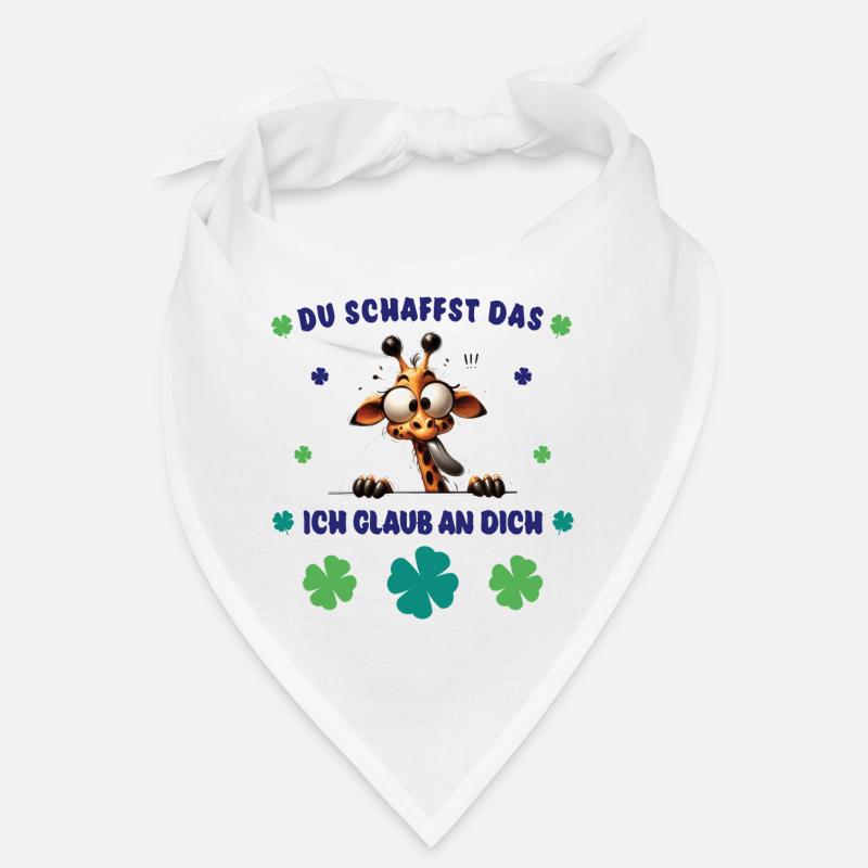Du schaffst das! Glücksbringer Crazy Giraffe - Bandana - Weiß