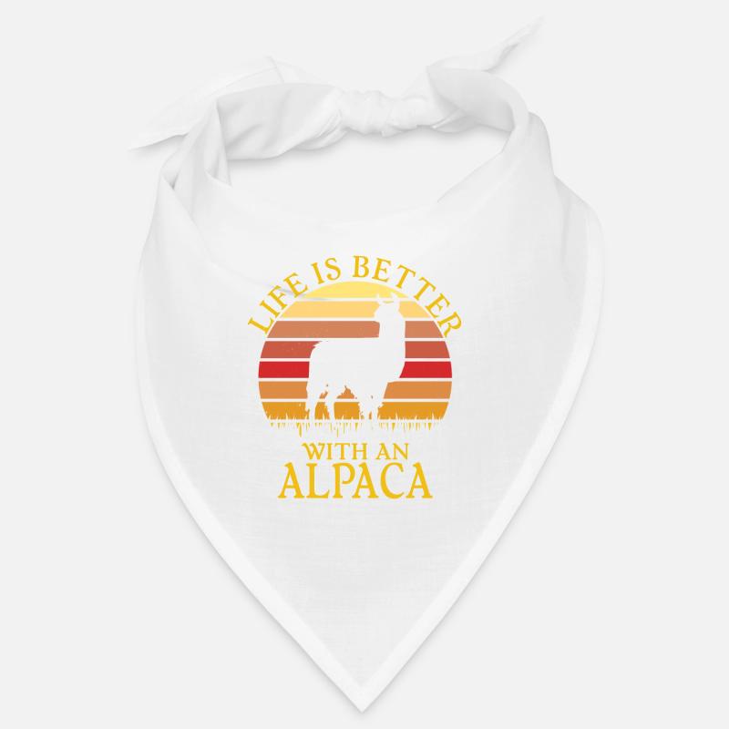 Llama Alpaca Retro Style Vintage Sunset Bandana