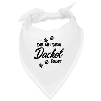 Die mit dem Dackel geht | Hundebesitzerin - Bandana - Weiß - Vorne