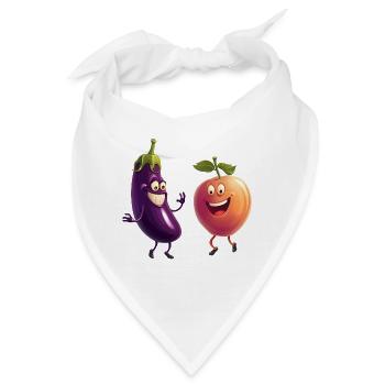 Aubergine und Pfirsich happy together - Bandana - Weiß - Vorne