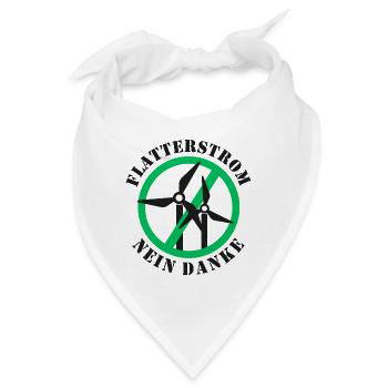 Flatterstrom Nein Danke, Windkraft Nein Danke - Bandana - Weiß - Vorne