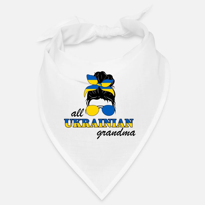 Ukrainiens Grand-mère Babouchka Grand-mère Ukraine Drapeau - Bandana - blanc