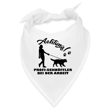 Achtung Profi Schnüffler Geschenk Mantrailing - Bandana - Weiß - Vorne