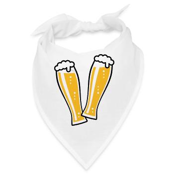 2 Weißbiergläser Stoßen An (Bier Weizenbier / 2C) - Bandana - Weiß - Vorne