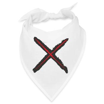 Rotes X - Andreaskreuz Grunge Style rot auf schwar - Bandana - Weiß - Vorne
