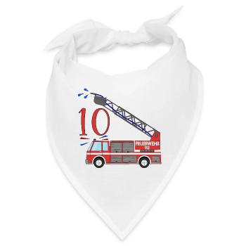 Feuerwehrauto 10. Geburtstag - Bandana - Weiß - Vorne