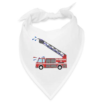 Feuerwehrauto mit Leiter - Bandana - Weiß - Vorne