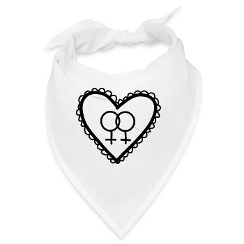 Herz schwarz Lesbisches Liebesherz - Bandana - Weiß - Vorne