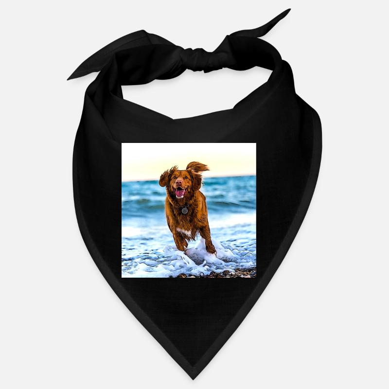 Chien mignon à la mer chiot mignon sur la plage Bandana