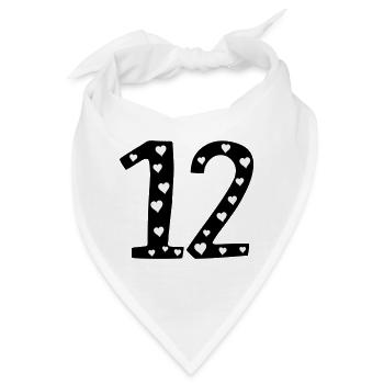 12 Geburtstag mit Herz - Bandana - Weiß - Vorne