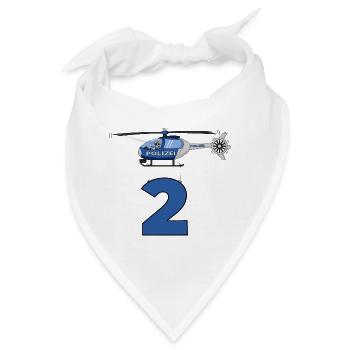 Polizei Hubschrauber 2. Geburtstag - Bandana - Weiß - Vorne