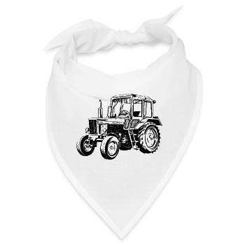Belarus Traktor Landwirt Geschenk Stall - Bandana - Weiß - Vorne