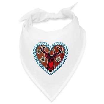 02 Lebkuchenherz Hirsch Edelweiss Enzian Hirschkop - Bandana - Weiß - Vorne
