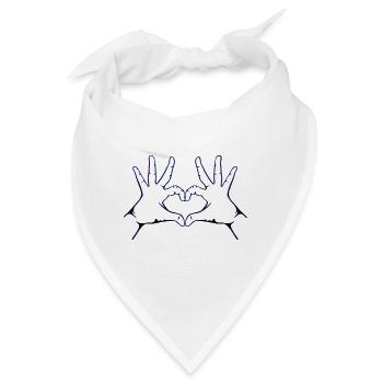 Hand Herz Geste Handherz geste Hand Herzgeste - Bandana - Weiß - Vorne