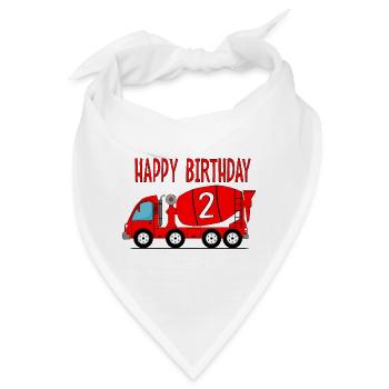 Betonmischer Happy Birthday 2 - Bandana - Weiß - Vorne
