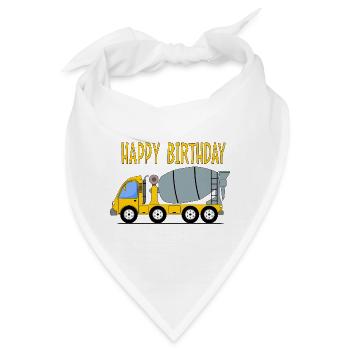 Betonmischer Happy Birthday gelb - Bandana - Weiß - Vorne