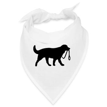 Hund mit Leine - Bandana - Weiß - Vorne