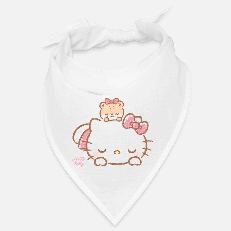 Hello Kitty Avec Un Ours En Peluche Sur Le Dos - Bandana - blanc