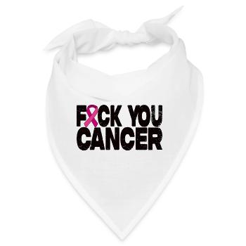 Fuck You Cancer - Rosa Schleife - Bandana - Weiß - Vorne