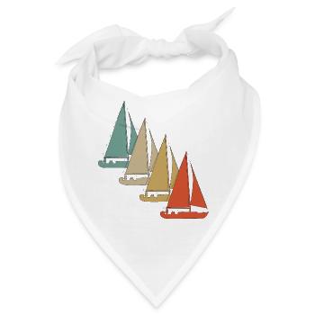 Retro Vintage Style Segeln Segelboot Segelschiff - Bandana - Weiß - Vorne
