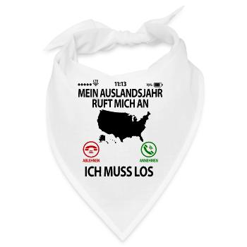 USA Amerika Auslandsjahr Au Pair Abschiedsgeschenk - Bandana - Weiß - Vorne