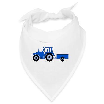 Traktor mit Anhänger blau - Bandana - Weiß - Vorne