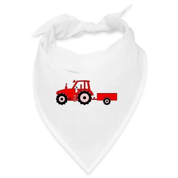 Traktor mit Anhänger rot - Bandana - Weiß - Vorne