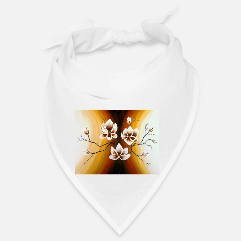 Magnolien - Acryl - Bandana - Weiß