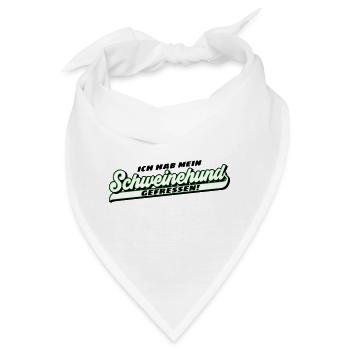 Farben änderbar | Schweinehund gefressen | mollig - Bandana - Weiß - Vorne