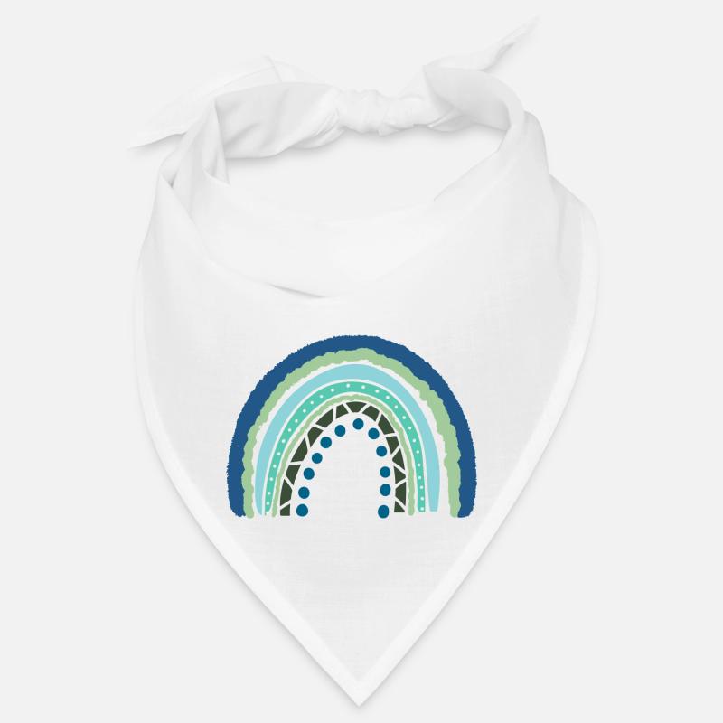 Blue Green rainbow with dots Bandana
