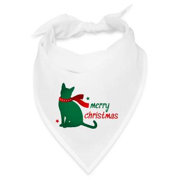 Katze Stern Tier Weihnachten Schal 3D Geschenk - Bandana - Weiß - Vorne
