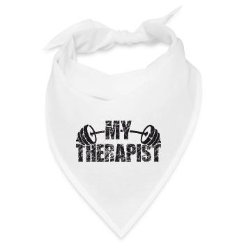My Therapist Langhantel Bodybuilder Spruch - Bandana - Weiß - Vorne
