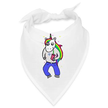 Einhorn Disco mit Getränk - Bandana - Weiß - Vorne