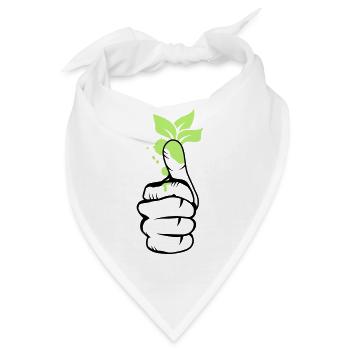Hand mit grünen Blätter am Daumen - Bandana - Weiß - Vorne