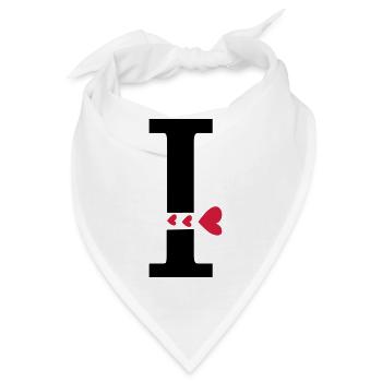 Großbuchstabe I mit Herzen - Bandana - Weiß - Vorne