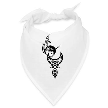 Yin und Yang Mond, triple moon - Bandana - Weiß - Vorne