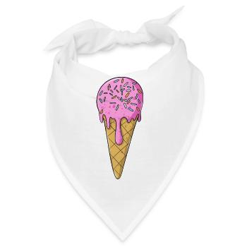 Eis | Rosa Pink Eiscreme mit Streusel | Icecream - Bandana - Weiß - Vorne