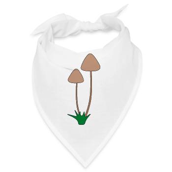 Minimalistische Pilzbotanische Illustration - Bandana - Weiß - Vorne