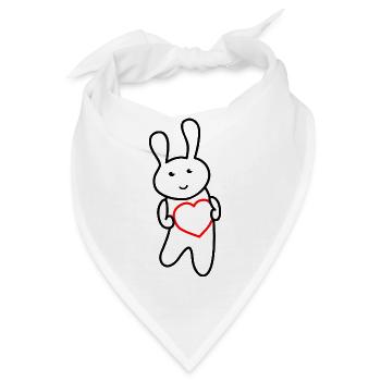 Häschen mit Herz: Liebe & Niedlichkeit - Bandana - Weiß - Vorne