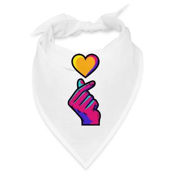 Kpop Koreanische Musik Niedliche Finger Herz Liebe Korea - Bandana - Weiß - Vorne